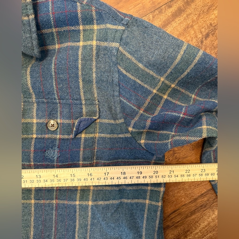 Ralph Lauren Blue Plaid Wool Shirt with Red and Yellow Accents - Picture 4 of 6